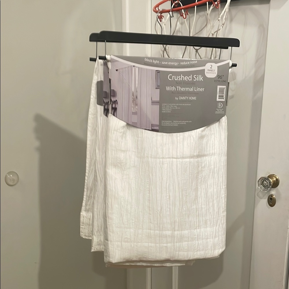 White Crushed Silk Curtains with Thermal Liner